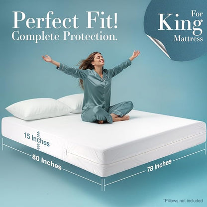 Utopia Bedding King Size Mattress Protector Zippered, 100% Waterproof Bed Bug - Image 2