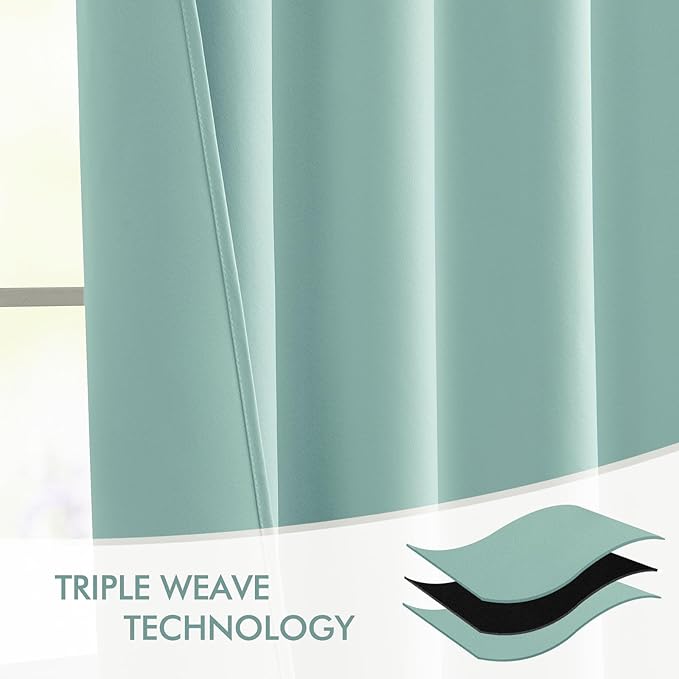 MIULEE Aqua Back Tab Blackout Curtains 52x72 Inches Long 2 Panels Set | Rod - Image 7