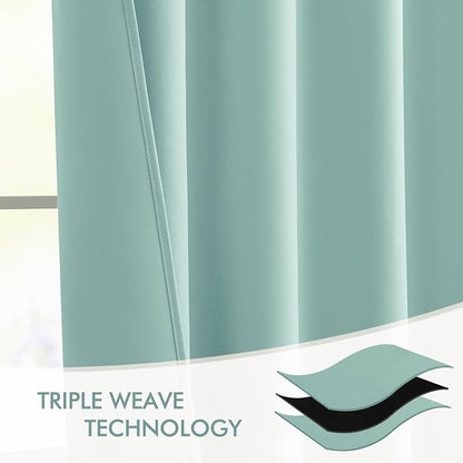 MIULEE Aqua Back Tab Blackout Curtains 52x84 Inch Length 2 Panels Set | Rod - Image 7