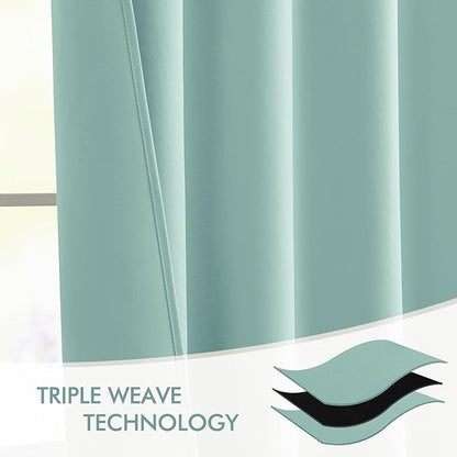 MIULEE Aqua Back Tab Blackout Curtains 52x102 Inch Long 2 Panels Set | Rod - Image 7