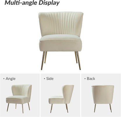 HULALA Home Velvet Accent Chair Set of 2, Modern Armless Upholstered Side Chair - Image 7