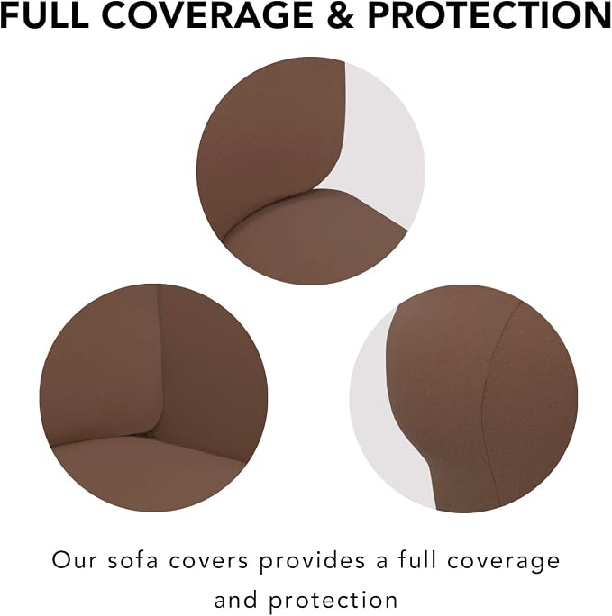 PureFit Stretch Couch Covers for Sofa Large Sofa Slipcovers Brown | 1-Piece - Image 3