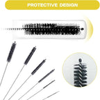 Straw Cleaner Brush Set,6 Piece Long Drinking Straws Cleaning Brush Pipe Tube Tiny Brushes 10-inch,Black