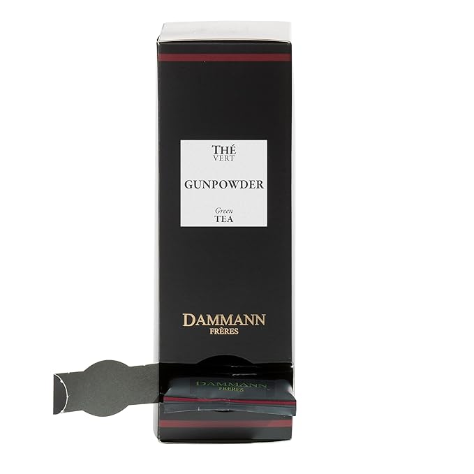 Dammann Freres Satchets, Gunpowder Green Tea Bags, Premium Gourmet French Tea, Individually Wrapped, 24 Count (Single Pack)