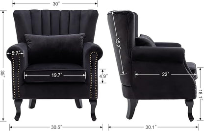 Accent Chairs Set of 2 with Arm Comfy Velvet Living Room Chair Mid-Century - Image 3