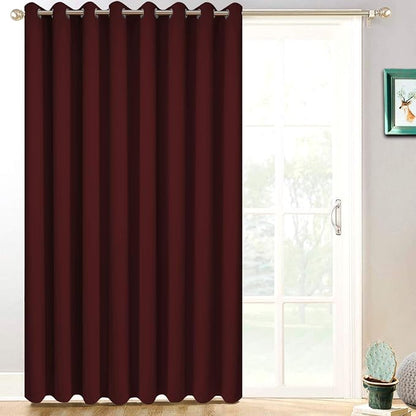 Yakamok Burgundy Red Room Darkening Curtains 84 inch Sliding Door Drapes | 1 - Image 3