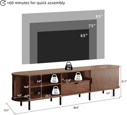 86.6" Mid-Century TV Stand - Image 2