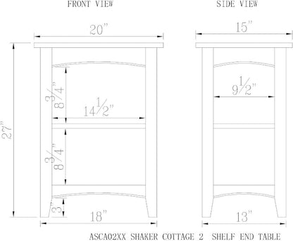 Shaker Cottage End Table with Dual Storage Shelves, Transitional Cottage Styling - Image 3