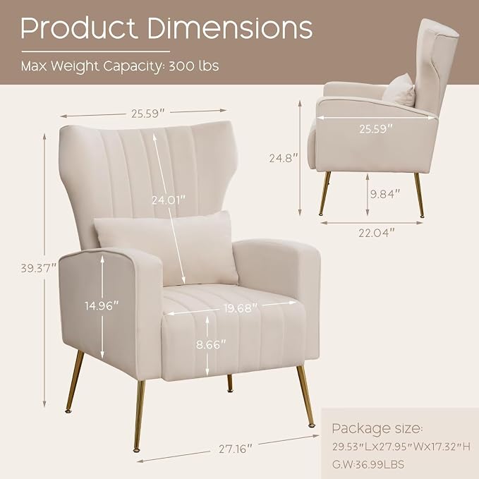 Modern Accent Chair Upholstered Living Room Chair, High Back Arm Chair - Image 2