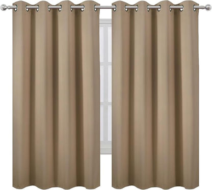 Natural Blackout Curtains 66 x 63 Inch Length/Set of 2 Curtain Panels/Thermal - Image 2