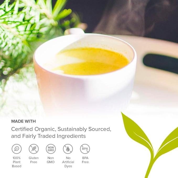 Banyan Botanicals Turmeric Milk – Organic Turmeric Latte Mix with Ashwagandha & Cardamom – Instant Caffeine Free Golden Milk with Maple Sugar – 4.3 oz, 26 servings –Non GMO Sustainably Sourced Vegan