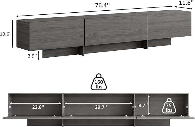 76.4'' Modern TV Stand for Living Room, Mid Century Modern TV Console, - Image 2