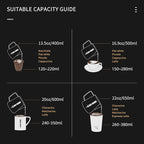 MHW-3BOMBER Espresso Steaming Pitcher Milk Frothing Pitcher Stainless Steel Milk Coffee Cappuccino Latte Art Barista Cup 16.9oz/500ml (Matte Black) P5032B-OS