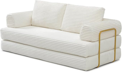 HANXIN 80 Inch Convertible Sleeper Sofa Bed, High Back Plush Corduroy Folding - Image 8