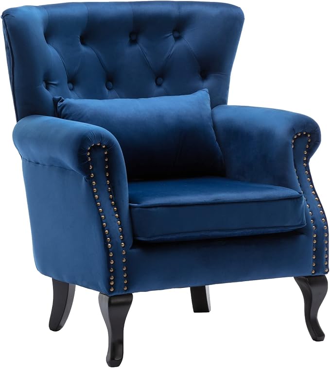 Mid-Century Accent Chair Modern Button Tufted Armchair Wingback Club Chair - Image 4