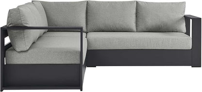 Modway Tahoe Aluminum 3-Piece Outdoor Patio Furniture Gray, Modular Sectional - Image 3