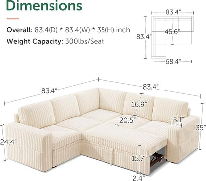HONBAY Modular Sectional Sleeper Sofa - Image 2
