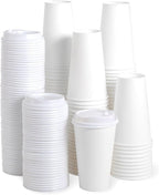 JOLLY PARTY [100 Pack] 16 oz Paper Coffee Cups, Disposable Paper Cup with Lids, Hot/Cold Beverage Drinking Cup for Water, Juice, Coffee or Tea, Suitable for Home, Shops and Cafes