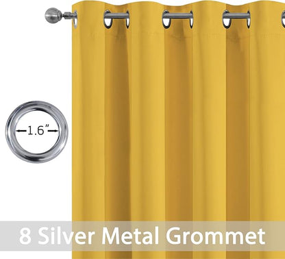 Yakamok Room Darkening Curtains 52x45 inch Long Mustard Yellow-Living Room | 2 - Image 2