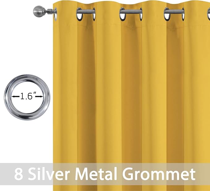 Yakamok Room Darkening Curtains 52x72 inch Long Mustard Yellow-Living Room | 2 - Image 2