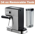 20Bar Espresso Machine with Dual Boiler, LCD Touch Control & Milk Frother| Compact Home Coffee Maker for Café Style Cappuccino & Latte