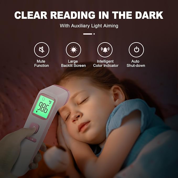 No-Touch Thermometer for Adults and Kids, Digital Accurate Baby Thermometer with Fever Alarm, 1 Second Fast Result, Easy to use, 2 in 1 Mode