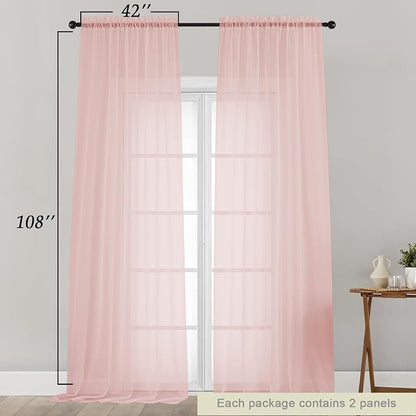 Extra Long Sheer Blush Curtains - Image 2
