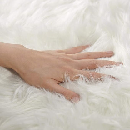 SERISSA 4x6 Fluffy White Faux Fur Area Rug - Image 4