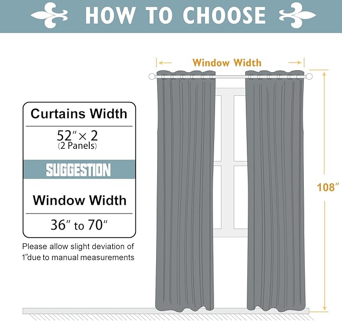 ChrisDowa Blackout Curtains for Bedroom and Living Room 108 Inches Long | 2 - Image 5