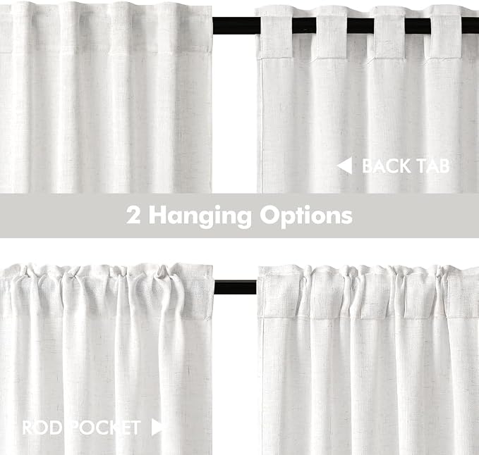 MIULEE Bleached Linen Kitchen Curtain 36 Inch Length 2 Panels Farmhouse | - Image 5