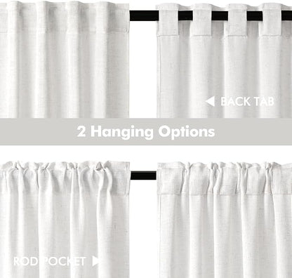 MIULEE Bleached Linen Kitchen Curtain 36 Inch Length 2 Panels Farmhouse | - Image 5