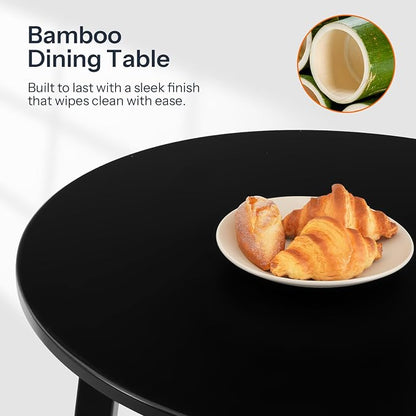 HOOBRO Bamboo Dining Table, Round Dining Table - Image 8