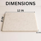KC KULLICRAFT 8×12 White Marble Cheese & Charcuterie Serving Board – Natural Marble Cutting Board & Pastry Slab with Non‑Slip Feet – Premium Stone Kitchen Tray Gift.