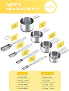 Joyhill Measuring Cups and Spoons Set of 8 Piece, Metal Stainless Steel Measuring Cups and Spoons Set for Baking Cooking, Dry and Liquid Ingredients