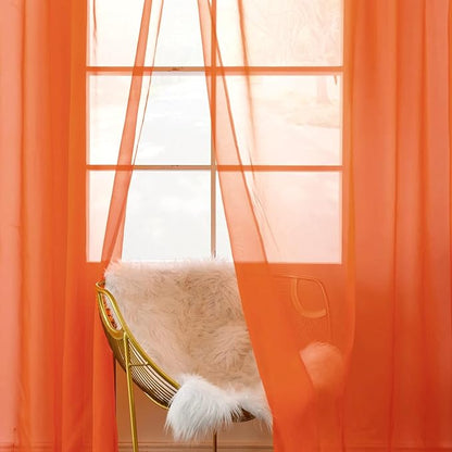 SpaceDresser Sheer Voile Window Treatment Rod Pocket Curtain Panels - Image 4