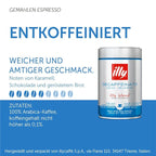 illy Ground Coffee Espresso - 100% Arabica Beans – Classico Decaf Roast - Notes of Caramel, Toasted Bread & Chocolate - Rich Aromatic Profile - No Preservatives – 8.8 Ounce