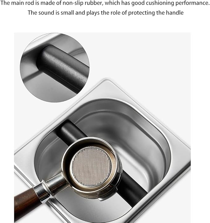 Coffee Knock Box, Stainless Steel Dump Bin Espresso Knock Box for Coffee Grounds with Removable Non-Slip Base Shock-Absorbent for Knocking Portafilter Filter Grinds (L)