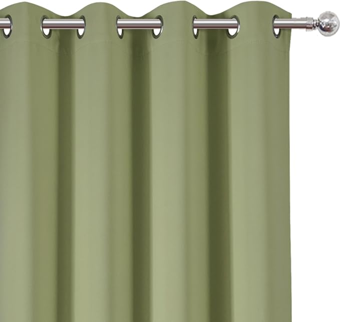 Blackout Curtains 66 x 84 inch/Sage Green Curtains Set of 2 Panels/Thermal - Image 6