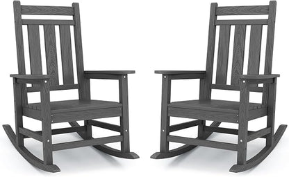 KINGYES Oversized Outdoor Rocking Chair Set of 2, All-Weather Patio Rocking by KINGYES