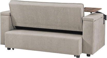 oaaktu Large Size Convertible Sleeper Sofa Bed, Polka dot Velvet Pull Out Futon - Image 6