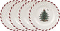 Spode Christmas Tree Canape Plates - Set of 4 | Peppermint Design, Holiday Appetizer Plate | Christmas Serving & Festive Dish | Seasonal Decorative Plate, Holiday Tableware