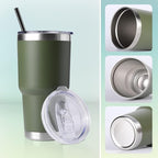 DOMICARE 30oz Tumbler Bulk with Lid and Straw, Double Wall Travel Coffee Mug, Insulated Vacuum Stainless Steel Tumblers, Powder Coated Tumbler Cup (Army Green, 8)
