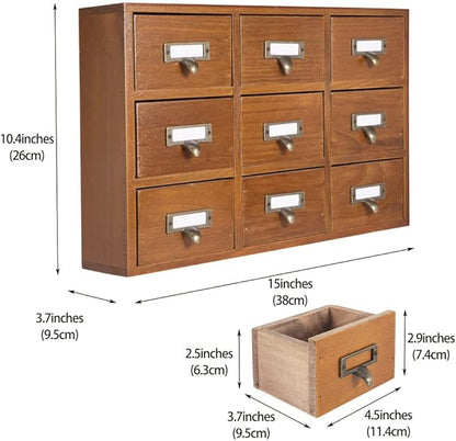 9 Drawers Library Card Catalog Cabinet - Image 3