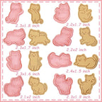 8pc 3D Cute Cat Cookie Stamps, Cupcake Pancake Apple Pie Pastry Biscuit Molds, Fruit & Sandwich Cutter Set for Cat Party Decorations