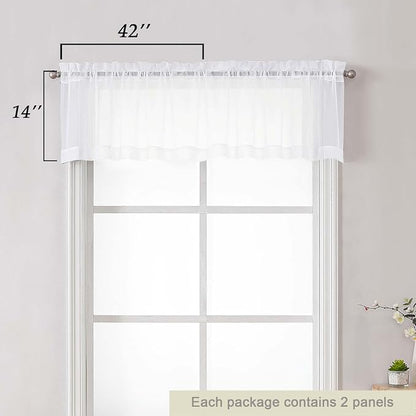 White Valances for Windows, Modern Solid Mini Small Window Curtains for Cafe - Image 2
