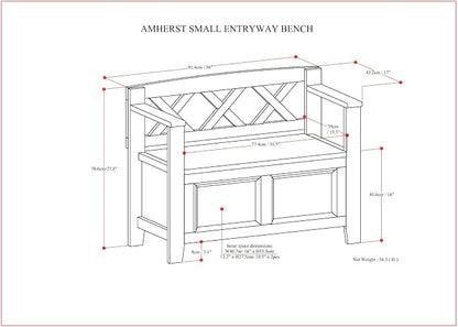 SIMPLIHOME Amherst Entryway Storage Bench - Image 3