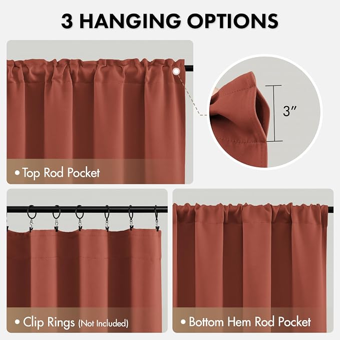MIULEE Terracotta Blackout Curtains 4 Panels Set 72 Inch Length Bedroom | - Image 6