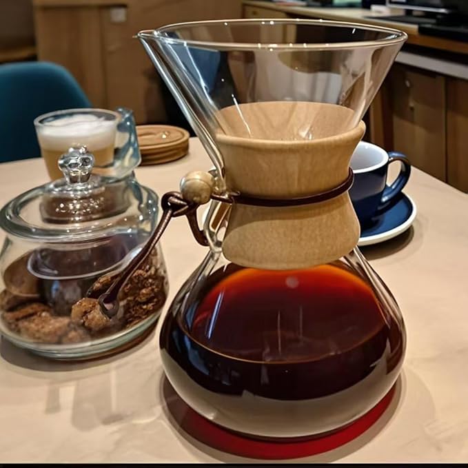 Pour Over Coffee Maker with Filter Subjectthree 34oz Glass Coffee Carafe Dripper Pourover Set (10 Cup/34 oz)