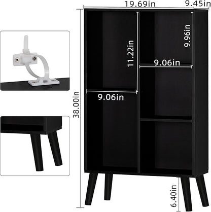 YAHARBO Small Black Narrow Bookshelf, 3 Tier Modern Bookcase - Image 3