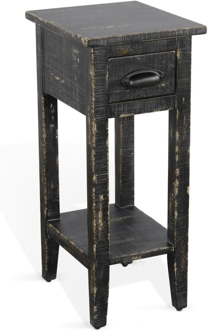 Sunny Designs Marina Farmhouse Mahogany Wood Chair Side Table in Black Sand by Sunny+Designs